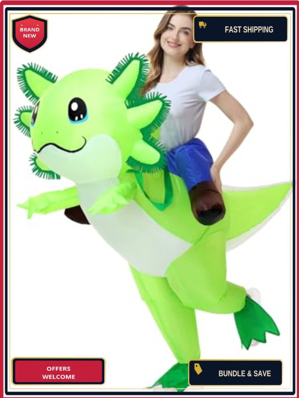 Inflatable Axolotl Costume Adult Halloween Blow Up Cosplay Party